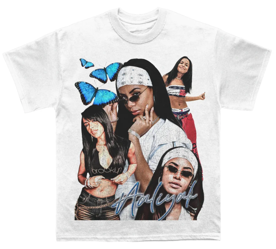 Aaliyah Men White Cotton TShirt Retro Vintage Streetwear Men's Clothing and Women's Clothing 2026 Summer New T Shirt