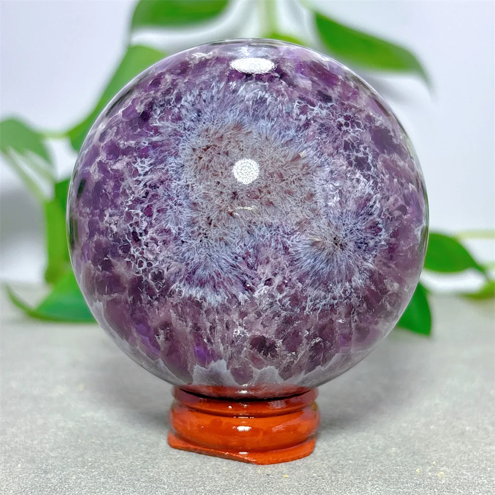 Sphère de cristal d'améthyste flocon de neige, pierre naturelle, minéraux de quartz, décoration d'intérieur, articles de Reiki, cadeaux porte-bonheur pour le jardin et l'amour, support énergétique