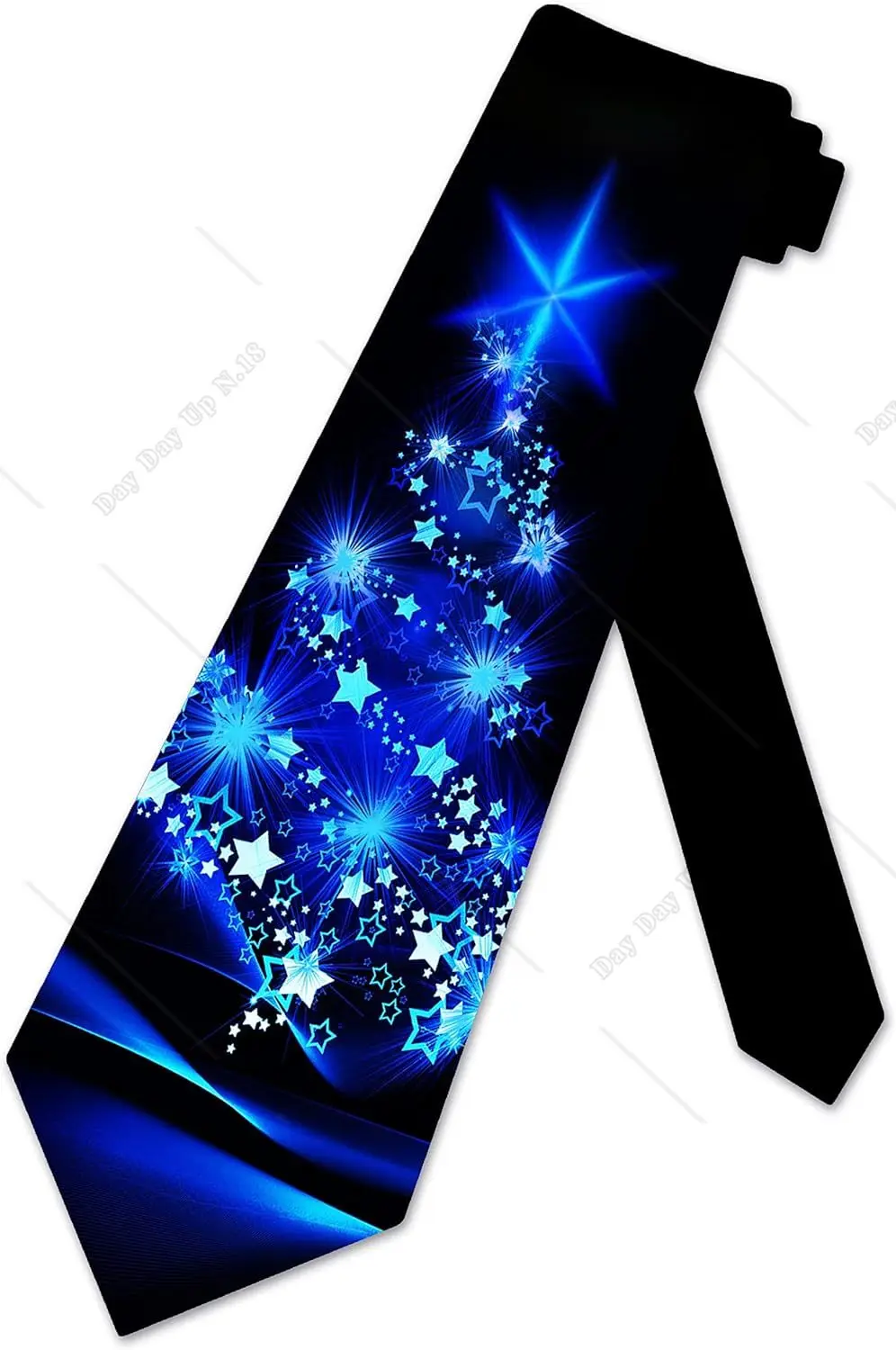 Blue Christmas Tree Ties Tree Mens Necktie Holiday Star Neckties Print Cloth Shirt Accessories Men Gift