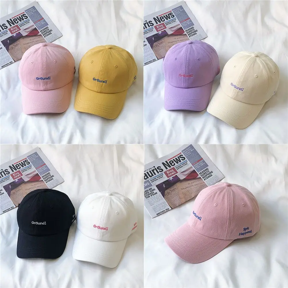 Cotton Thin Student Women Girl Peaked Cap Baseball Cap Sunhat Sunscreen Hat Letter Embroidery