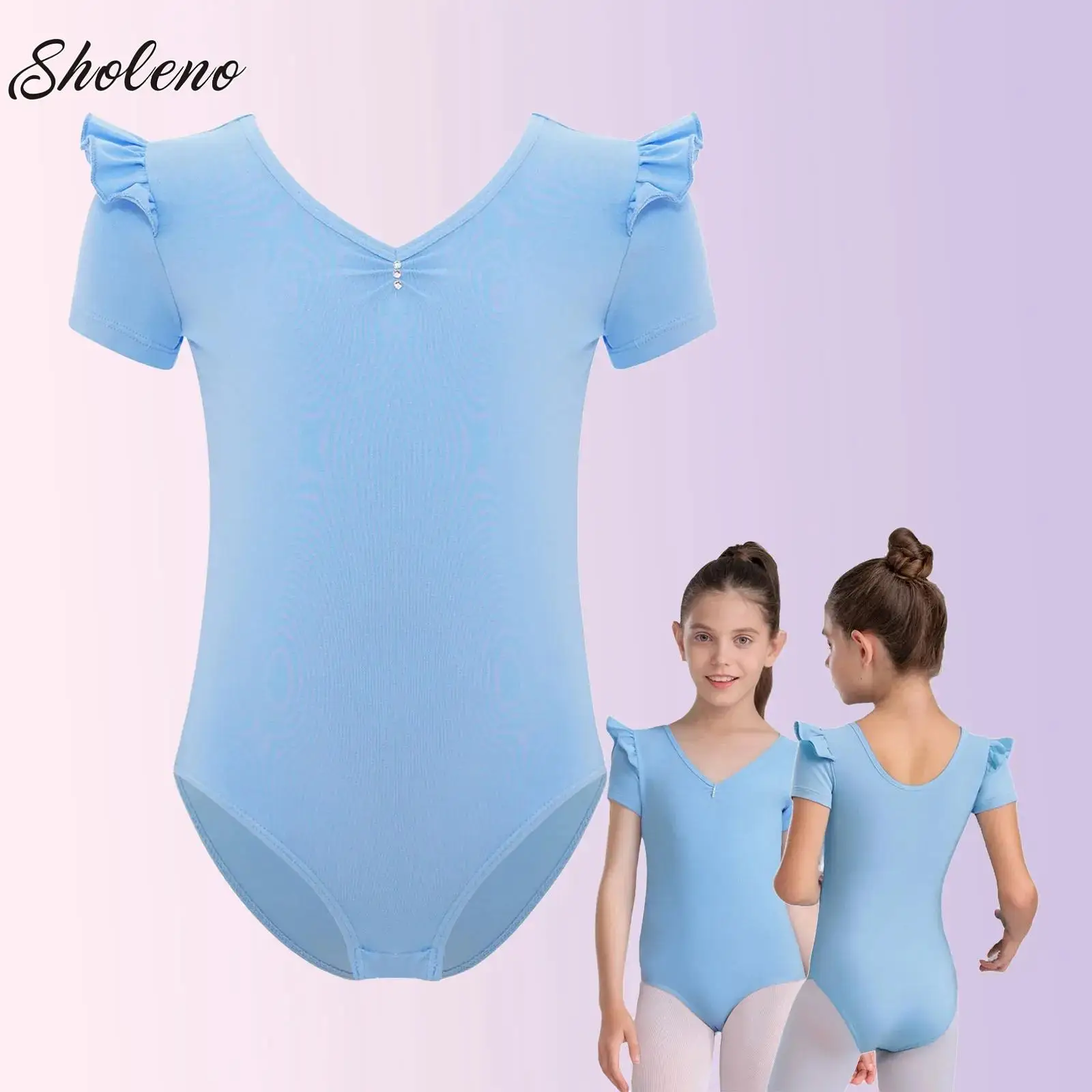 

Kids Girls Ballet Leotards Gymnastics Costume Ruffles Short Sleeve Gymnastics Leotard Dance Bodysuit Ballet Dress Training Wear
