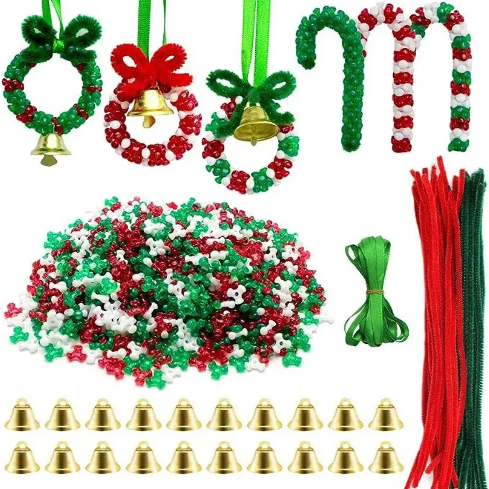 2025 Hot Selling Christmas Beaded Decoration Set Christmas DIY Garland Bell Christmas Tree DIY Decoration Pendant