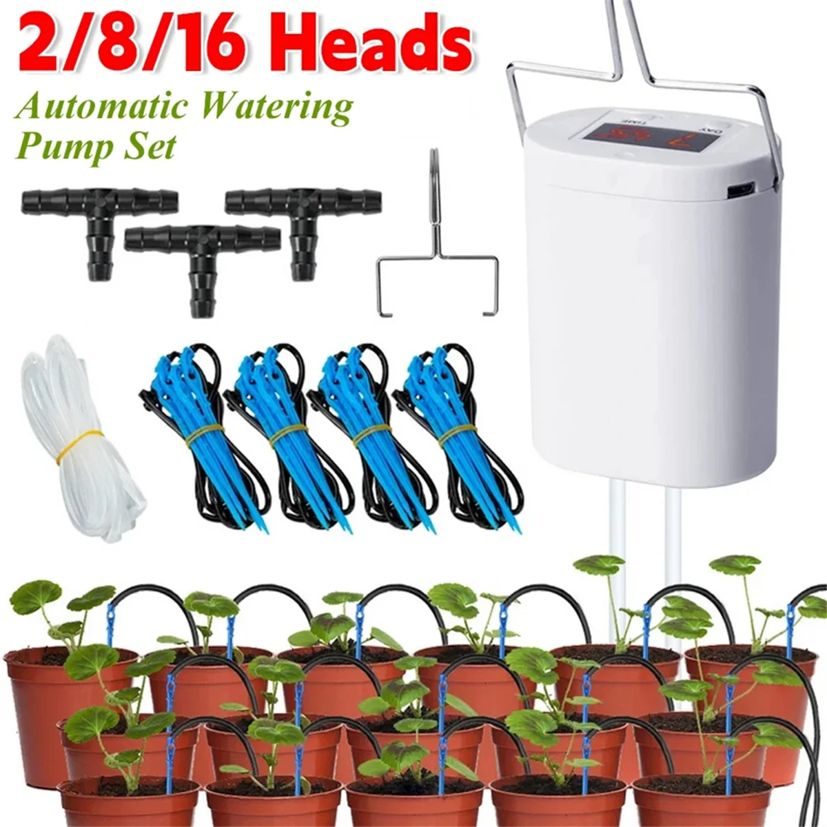 

2025 + 16 головок, автоматический насос для полива цветов, аксессуары, разбрызгиватель для растений, устройство для капельного орошения, комплект водяной системы