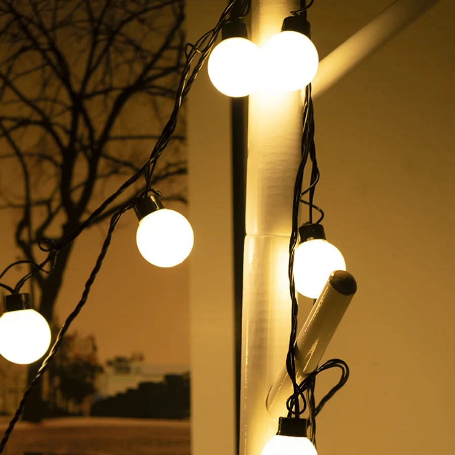 

1 шт. гирлянда-шары, теплые белые гирлянды с вилкой для подключения, водонепроницаемые уличные гирлянды для патио, сада.