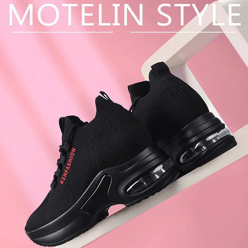 Women High Platform Shoes New Breathable Women's Height Increasing Shoes Thick Sole Trainers Casual Sneakers Deportivas Mujer