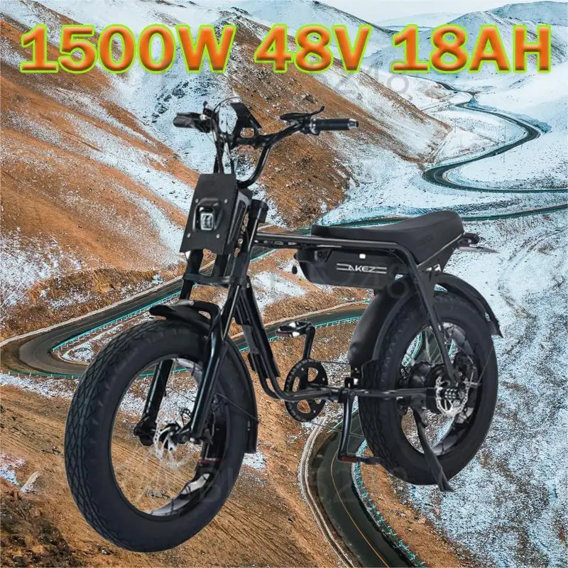 Electrical Bicycle New AKEZ 1500W 48V 18AH  Adult 20-Inch Electric Bike Motorcycle 2 Seats Fat Tire Snow Mountain Off-Road Ebike