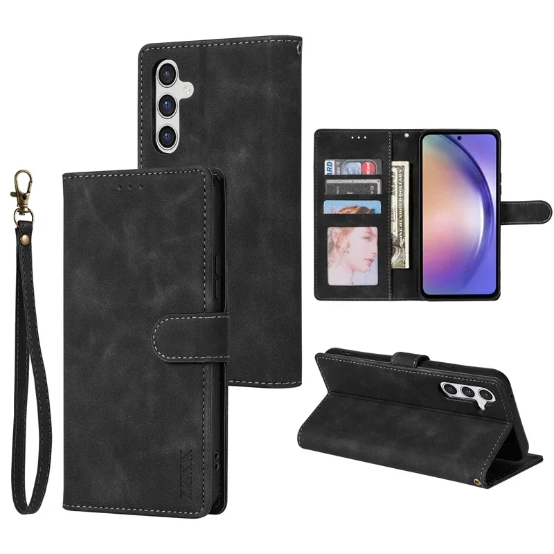 Portemonnee met kaartsleuven, magnetische sluiting, leren hoesje voor Samsung Galaxy S25 Ultra S24 S23 Plus S22 S21 FE S20 FE Note 20 10 Lite 9