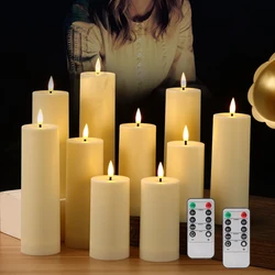 Outdoor flameless Candle Window Lamp & Remote Control Timer,Yellow LED Flickering Electric Pillar Candles for Camping Weddings