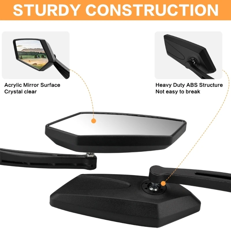 1Pair Rearview Side Mirrors Scooter Adjustable Rotating Mirrors with Bolt