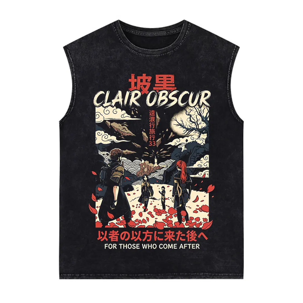 Clair Obscur Expedition 33 for Those Who Come After Vintage Washed Sleeveless Vest Men Women Cotton Casual Oversized Tank Tops