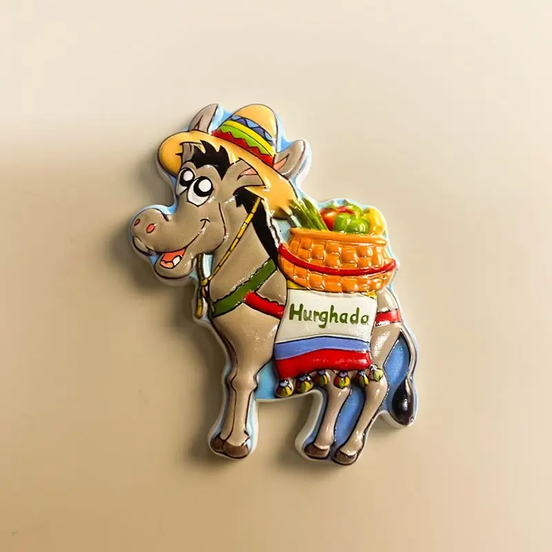 Egypt Hurghada Donkey Fridge Magnet 3D Resin Cute Imanes Para Refrigerador Decoración Hogar Home Decor Items