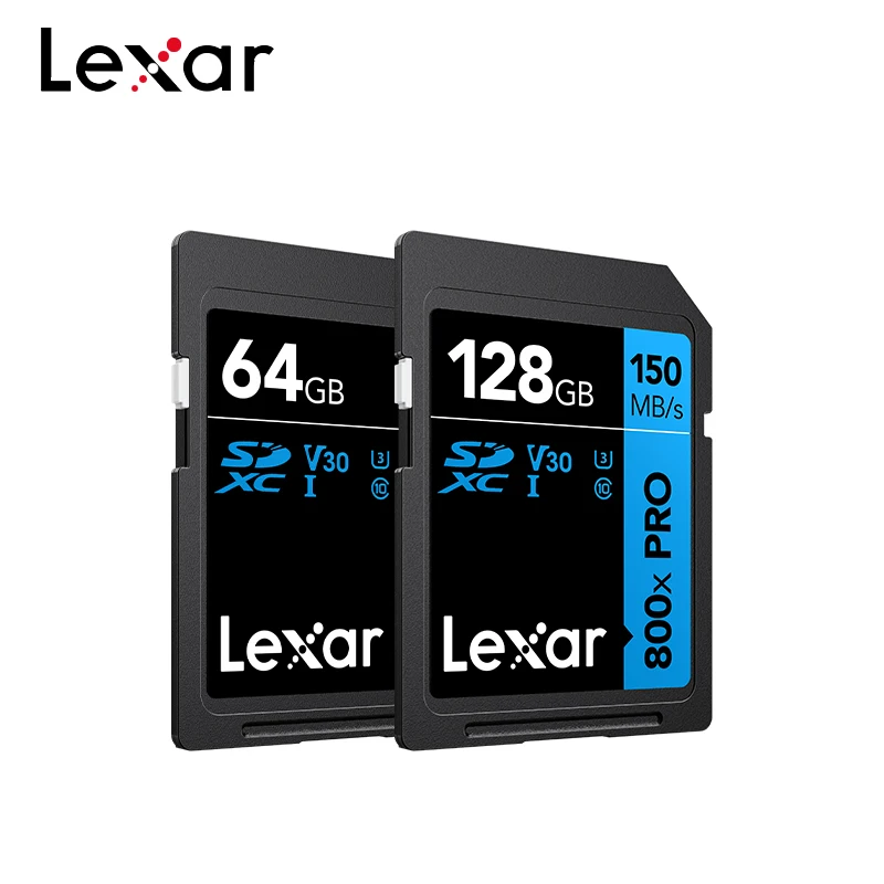 Lexar SD Card 800X Pro 32GB SDHC 64GB 128GB 256GB SDXC Card 150MB/s C10 V30 U3 High Performance Blue Series 4K UHD Memory Card