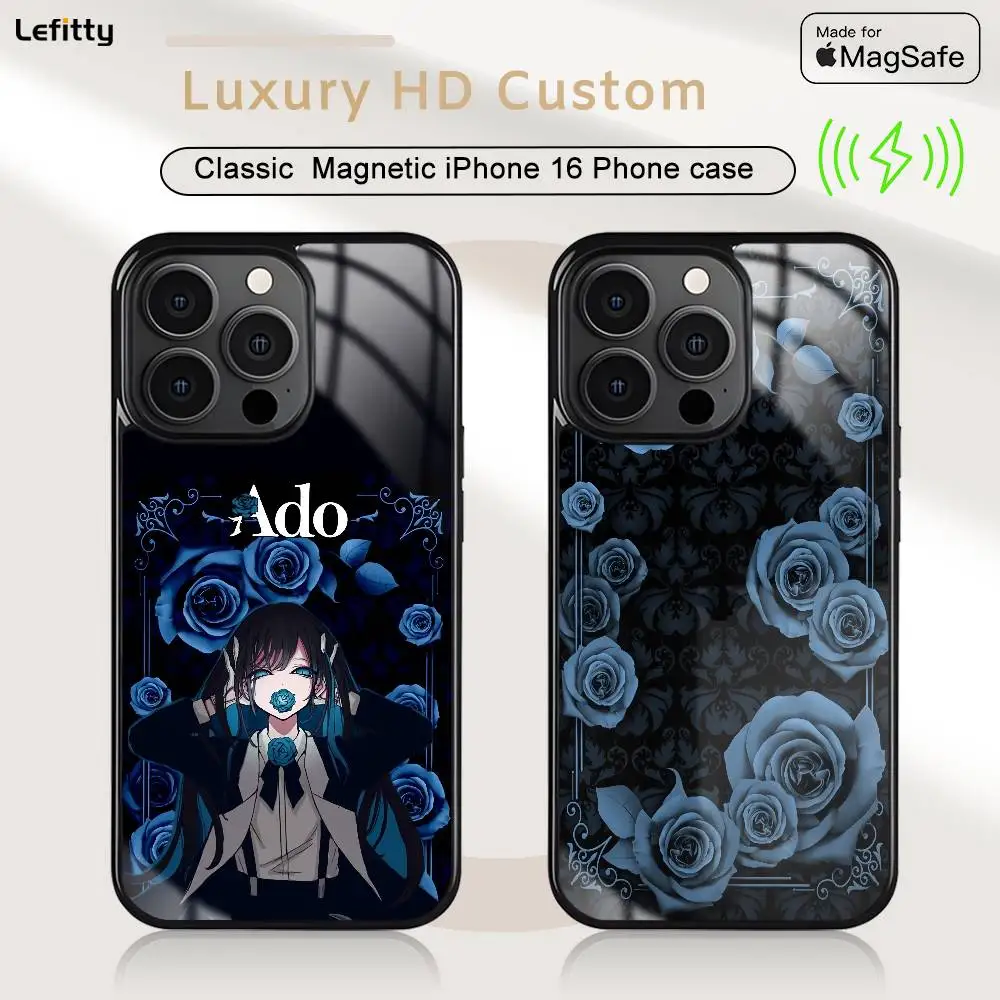 A-Ado Cool Anime Cassa Del Telefono Per iPhone 16 15 14 13 12 11 Pro Max Plus Mini Magsafe Copertura di Ricarica Senza Fili Guscio Duro Magnetico
