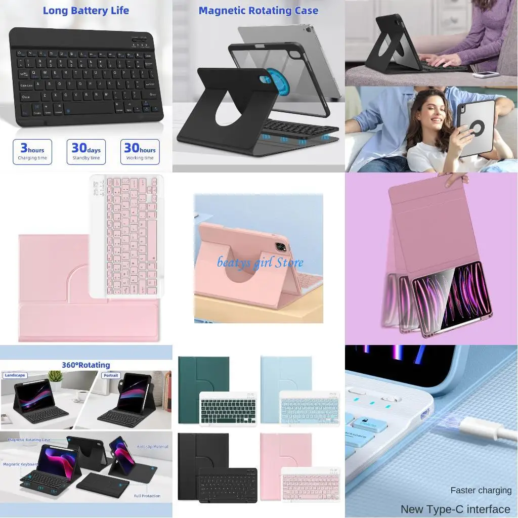 

C7AB Detachable Keyboard for 10.9inch Tablets Transformable Stand Case