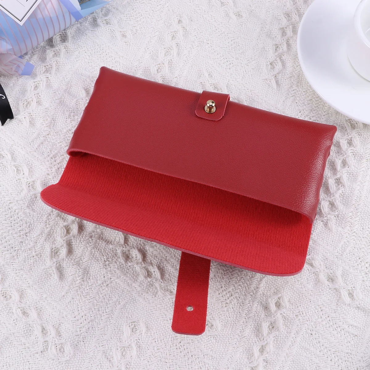 

Fashion PVC Glasses Case Buckle Clamshell Handmade Cover Bag Red Lightweight Durable Slim Protective Storage