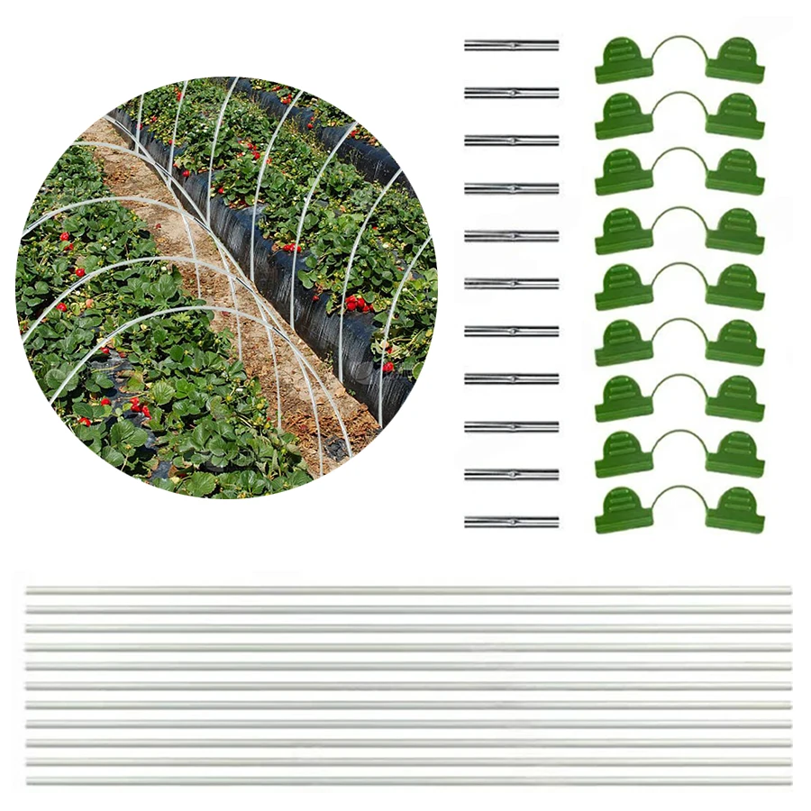 1Set Plant Tunnels Support Strip Greenhouse Frame Fiberglass Poles with Connectors Clip Garden Farm Vegetable Growing Supply ZYF