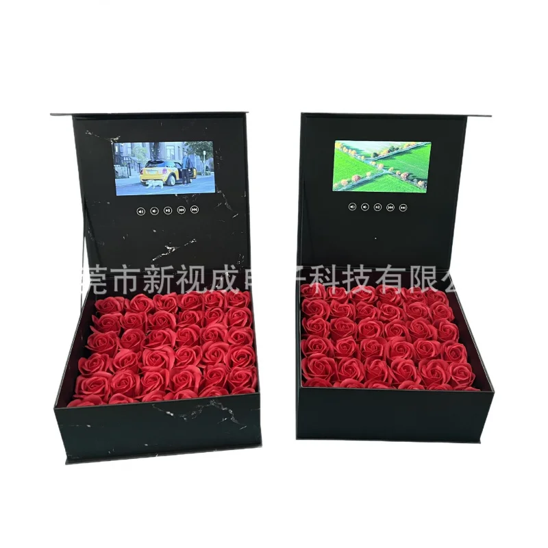 Customized. Factory 7inch Screen Video Box Book-shaped Box Rose Box Box with Screen LCD Jewelry Box