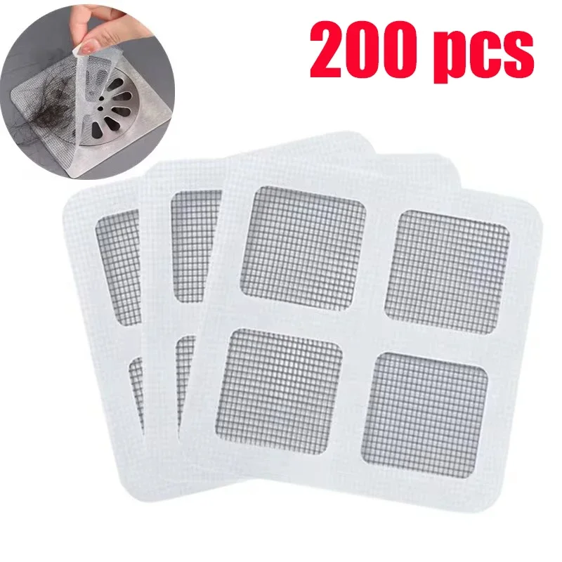 Disposable Hair Drain Catcher Mesh Anti-blocking Shower Bathroom Filter Stopper Floor Drains Sticker Window Screen Repair Patch