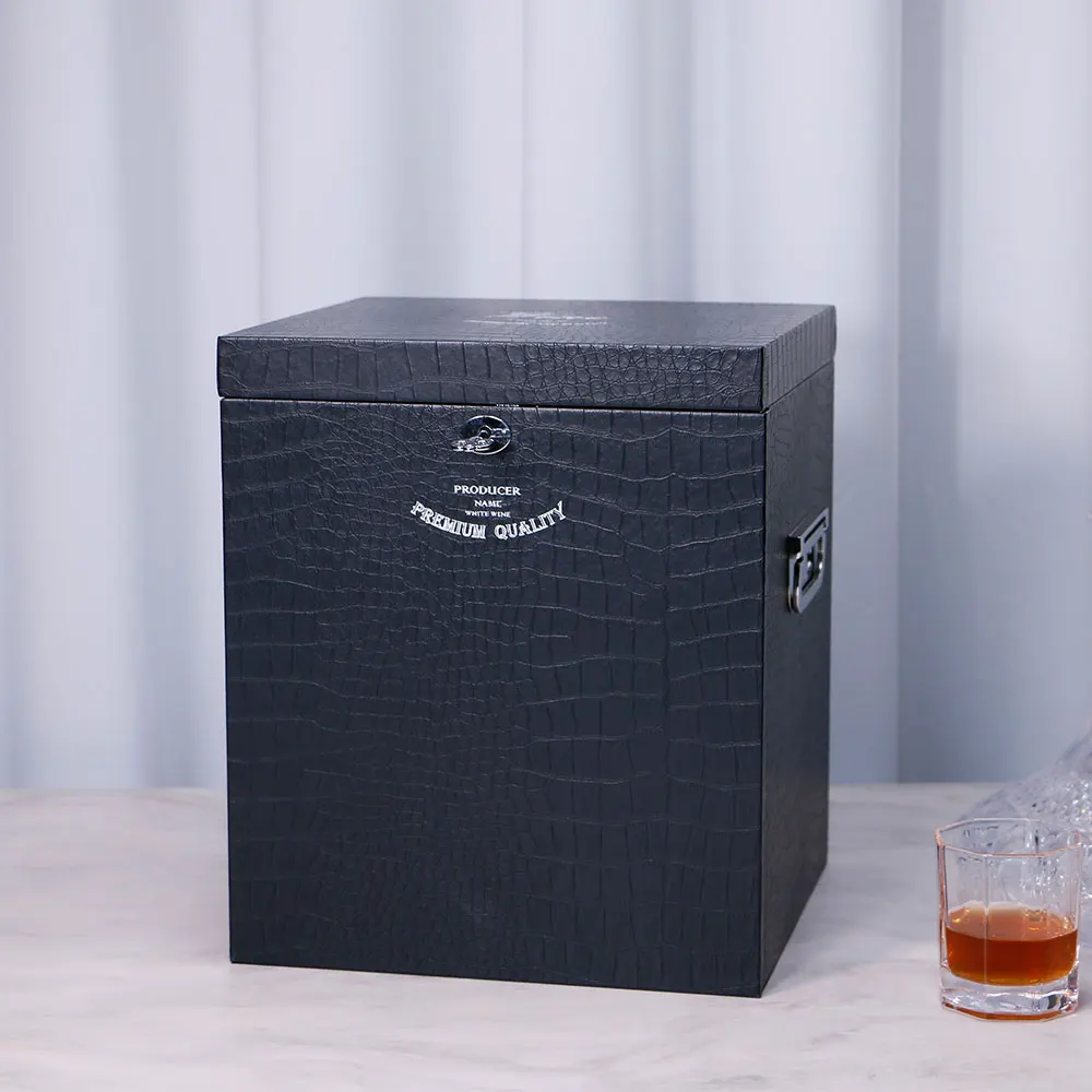 

Luxury Custom Logo Handmade Wooden Wine Gift Box with Lock for Wine Whisky Tea Craft Toy Packaging Cases