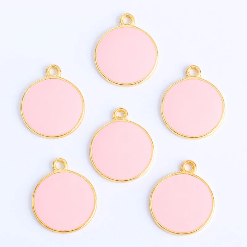 10Pcs/Lot 15*18mm Enamel Round Earrings Bracelet Pendants Drip Oil Charms For Jewellery Making Diy Necklace Keychain Accessories