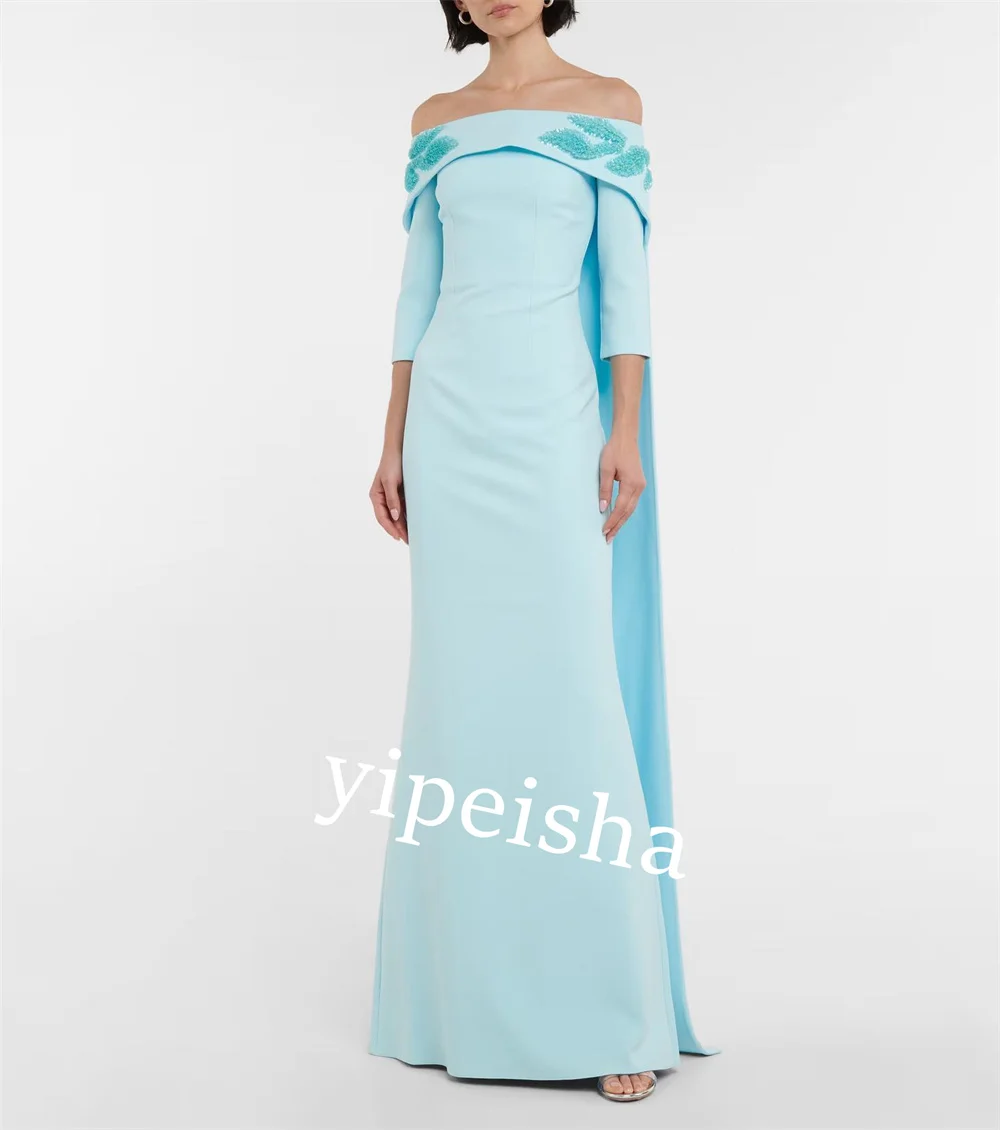 Customized es Beading Engagement A-line Off-the-shoulder Bespoke Occasion Gown Long Dresses