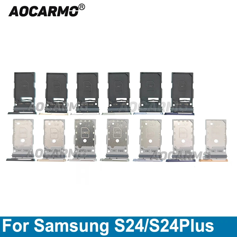Aocarmo tek ve çift SIM kart tepsi kart yuvası tutucu Samsung Galaxy S24 artı S24 + yedek parçalar