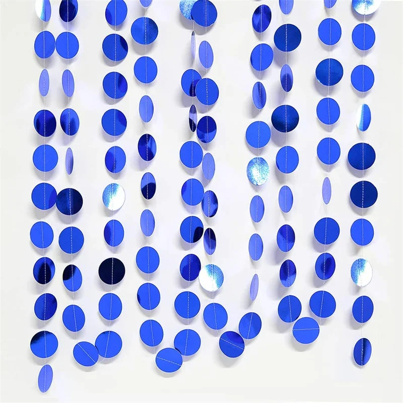 Royal Blue Graduation Decorations Circle Dots Garland Paper Hanging Polk Dot Streamer Baby Shower Gender Reveal Boy Party Banner