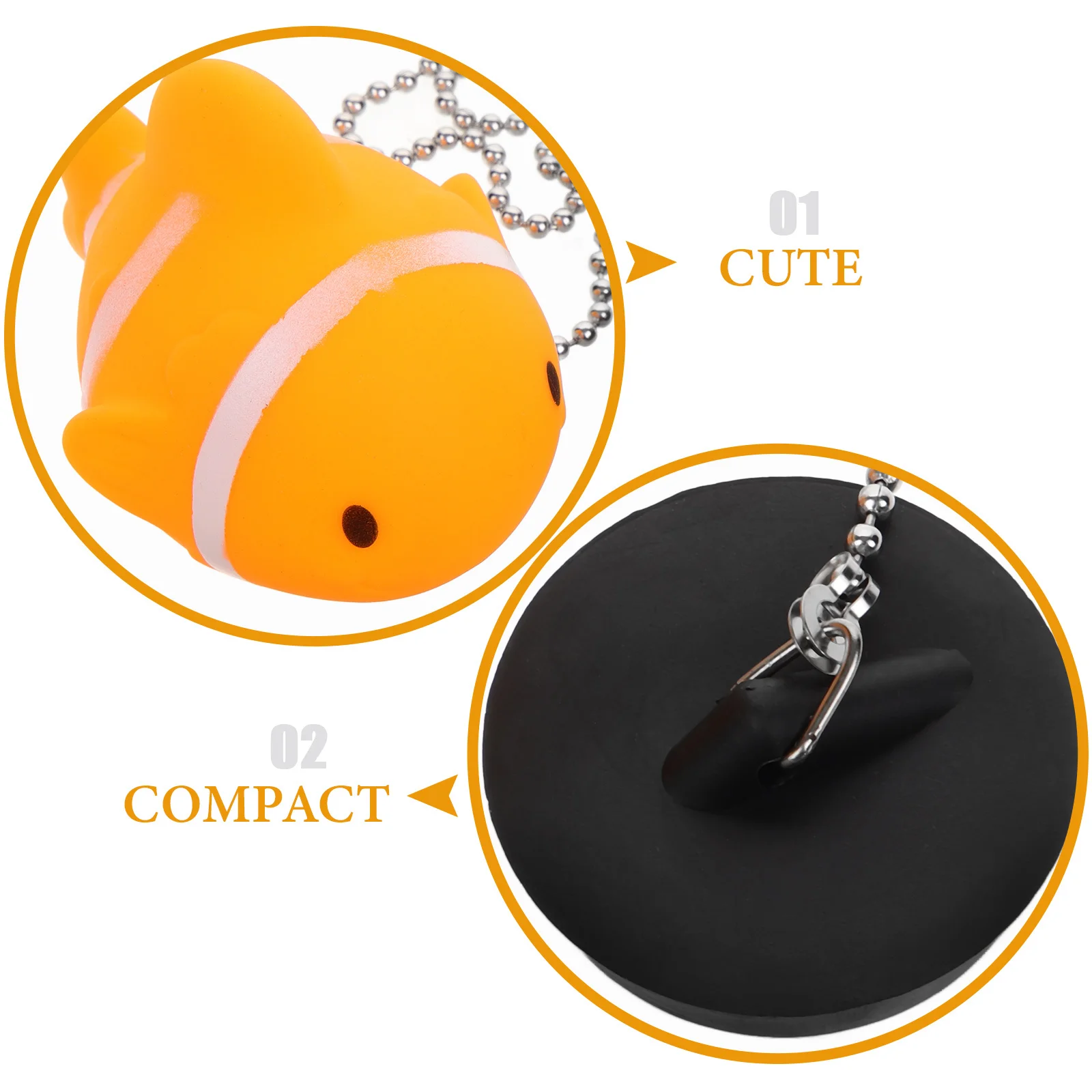 

Fish Rubber Bathtub Stopper Chain Kitchen Bathroom Tub Plug Drain Stopper Cover Tub Plug for Bathtub