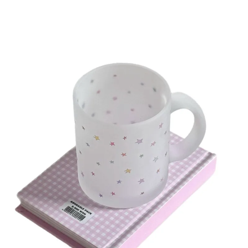 Sternenmuster Glasbecher mit Henkel, Milch-Frühstückstasse, Paar-Kaffeetasse für Zuhause, Küche, Geschenk, Haushaltswaren – Detail 4
