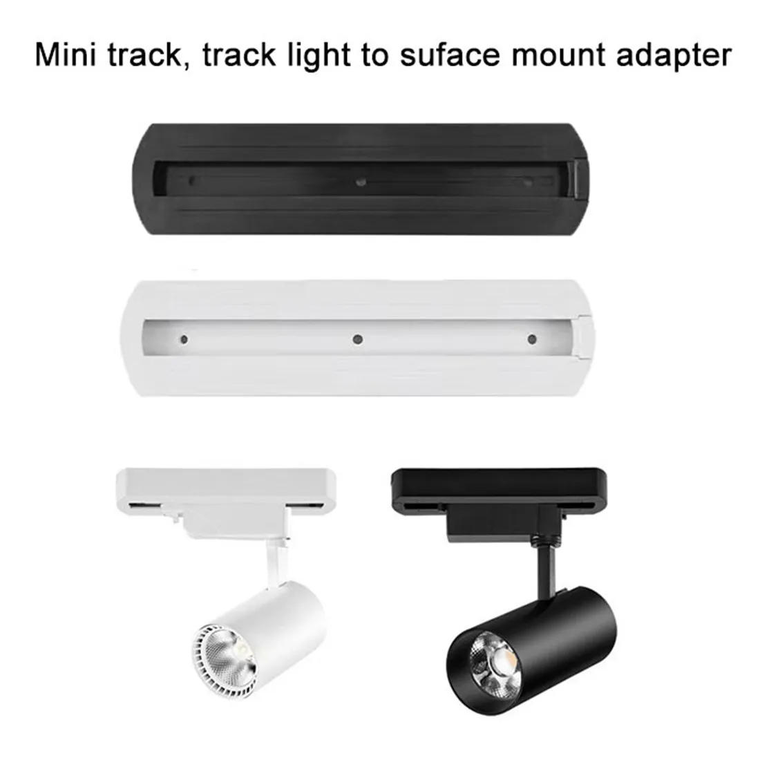 1/4/10/20pcs Mini 2 Wire Track for track light, black track lighting to surface mount adapter base for track lamp ceiling  mount