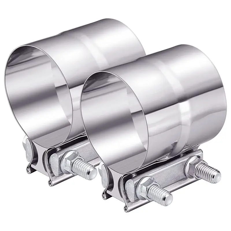 

Durable-Exhaust Clamp, Lap Joint Exhaust Band Clamp Sleeve Coupler Stainless Steel (2Pcs)