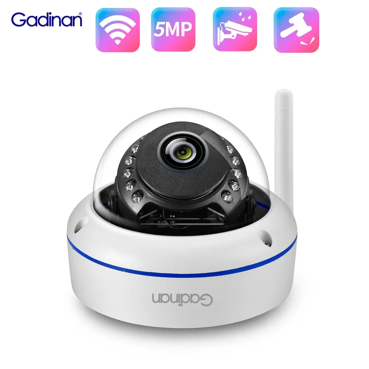 Gadinan 5MP WiFi IP купольная камера аудио объектив металлический беспроводная уличная CCTV камера видеонаблюдения безопасности