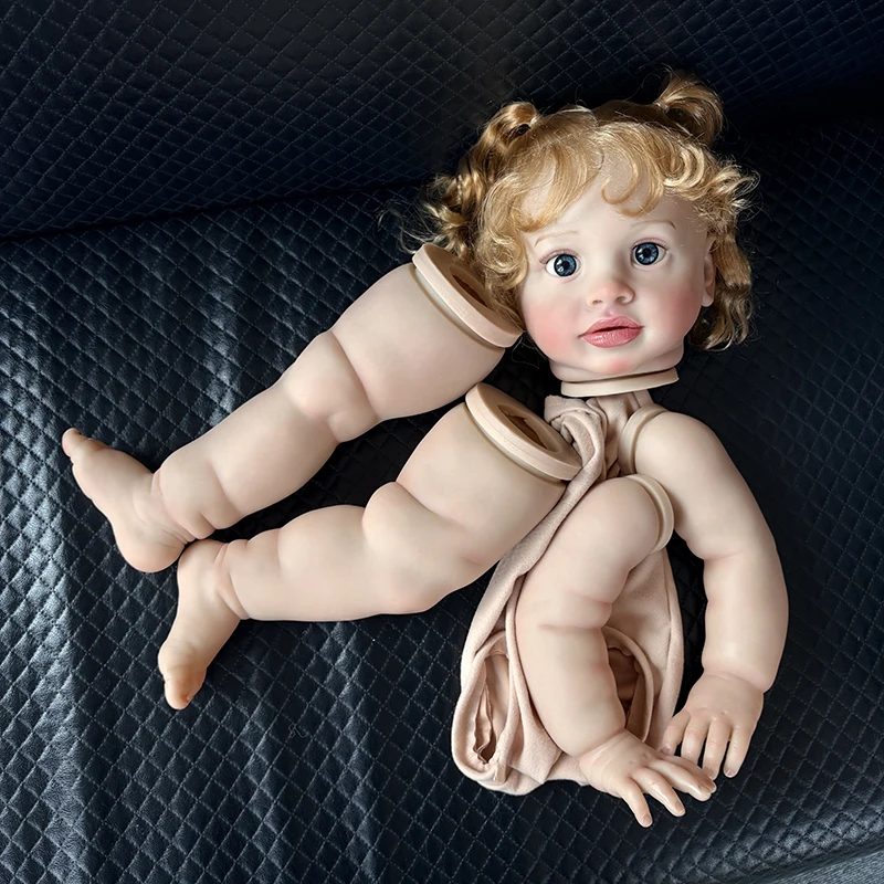 25inch Hand-Root Hair Pippa Reborn Doll Kit Unfinished Lifelike Awake Baby Multiple Layers Painting Doll Parts DIY Children Toys