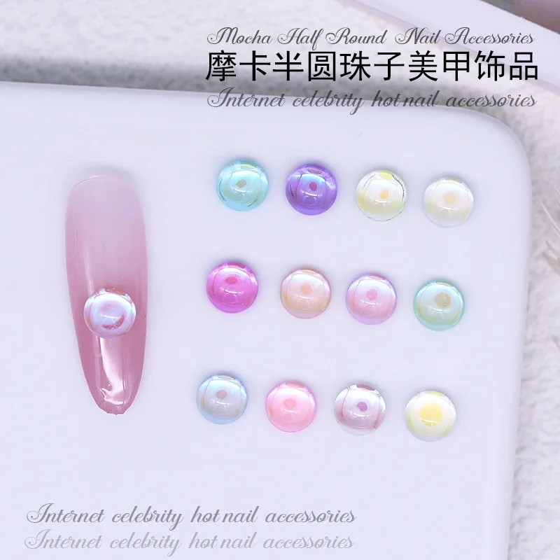 40 pièces 6mm dos plat 3D Nail Art décoration strass accessoires hémisphérique sirène perles charme pour ongles manucure fournitures