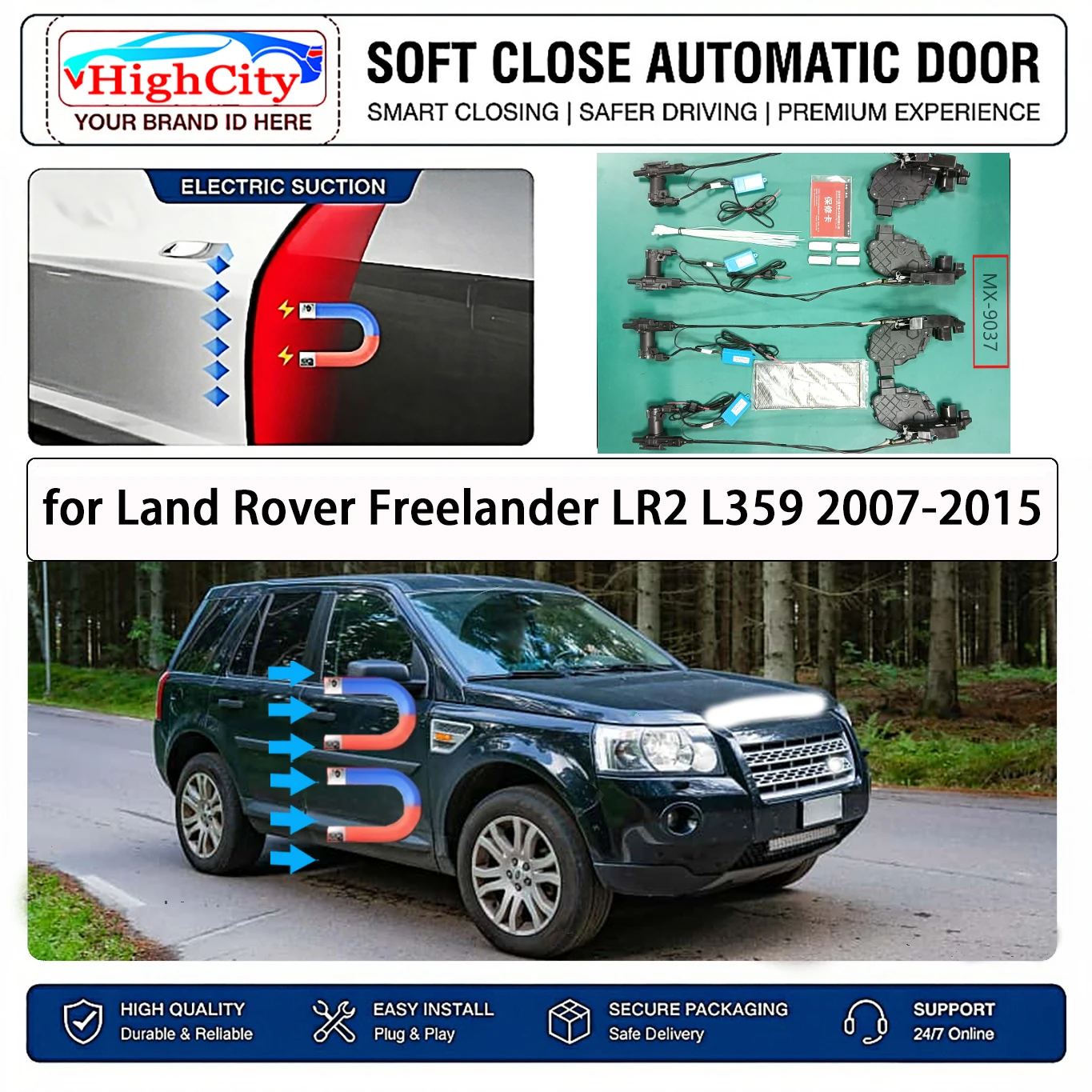 for Land Rover Freelander LR2 L359 Electric Suction Soft Close Door Kit Smart Anti Pinch Auto Cinch Latch System No Slam Silent