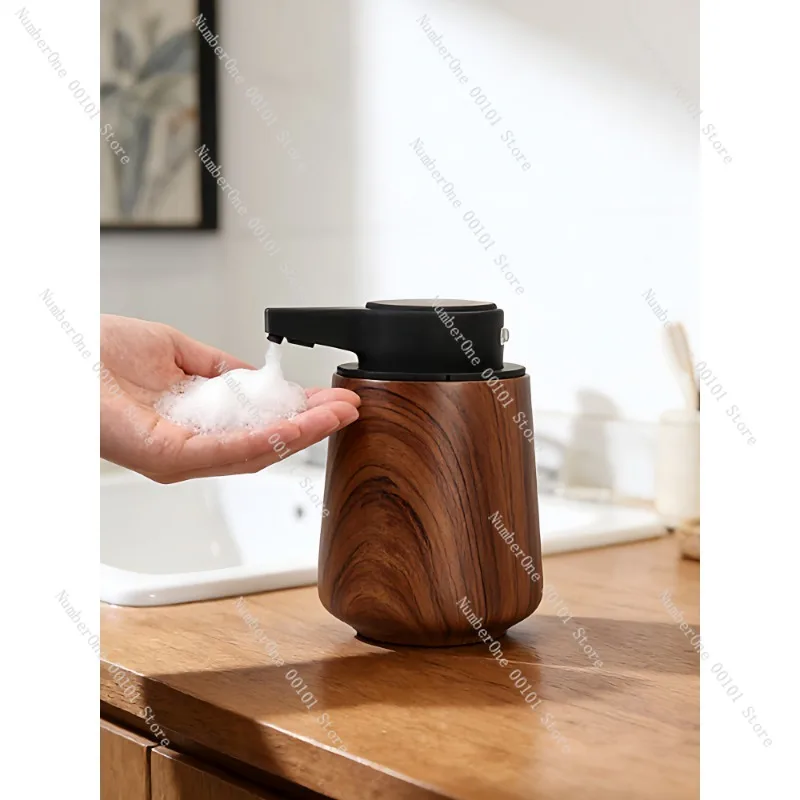 Automatic Induction Foaming Bottle Intelligent Electric Wood Grain Design for Hand Sanitizer Household Cleaning Foam Machine