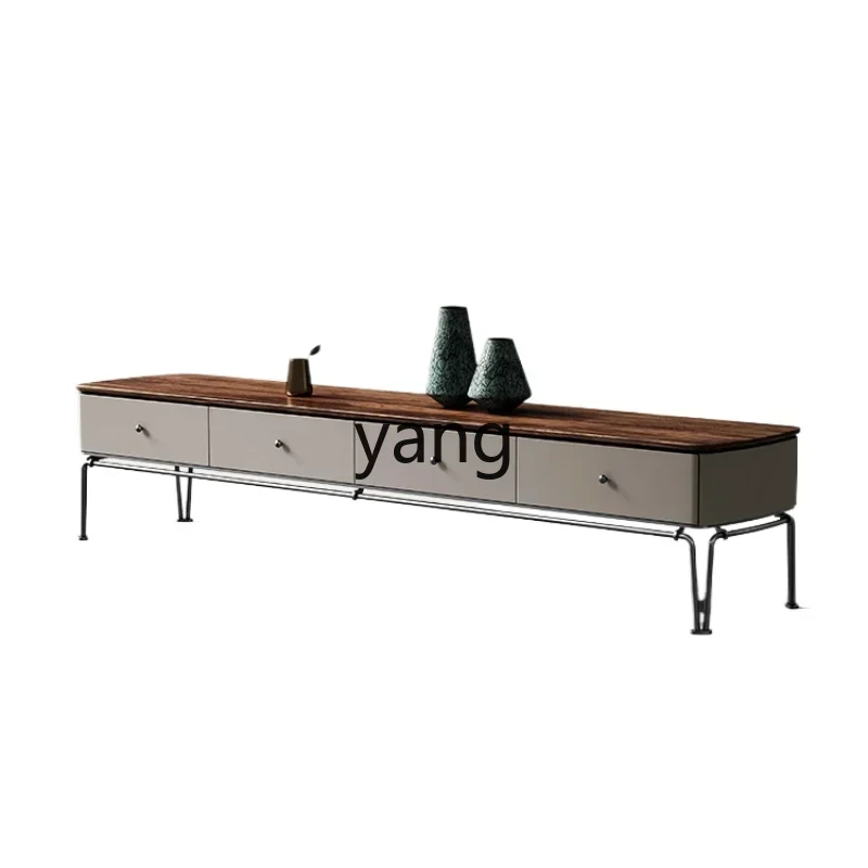 Yjq Solid Wood TV Cabinet Teak Light Luxury TV Cabinet