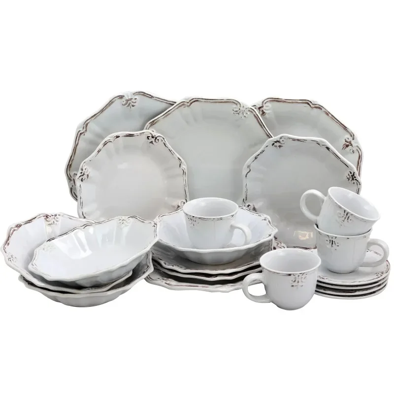 Fleur De Lys 20-Piece Dinnerware Set in White