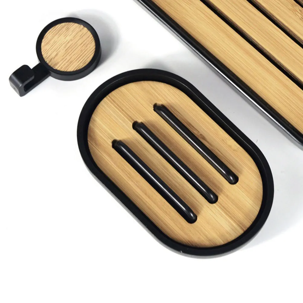 

1pc Bamboo Soap Box Drying Bar Holder For Bathroom Kitchen Shower Drainage Tray Wooden Soap Dish Container Home Daily Use