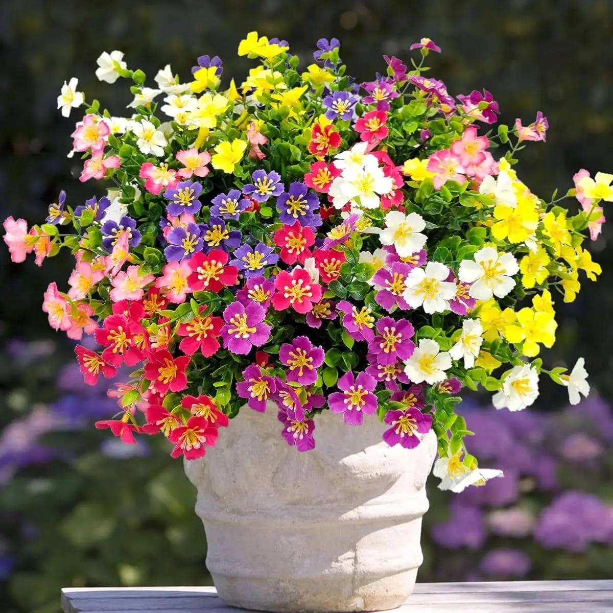 

12 Bundles of UV - Resistant Artificial Plastic Flowers for Outdoor and Indoor Decoration-Home, Porch, Window Box, Garden