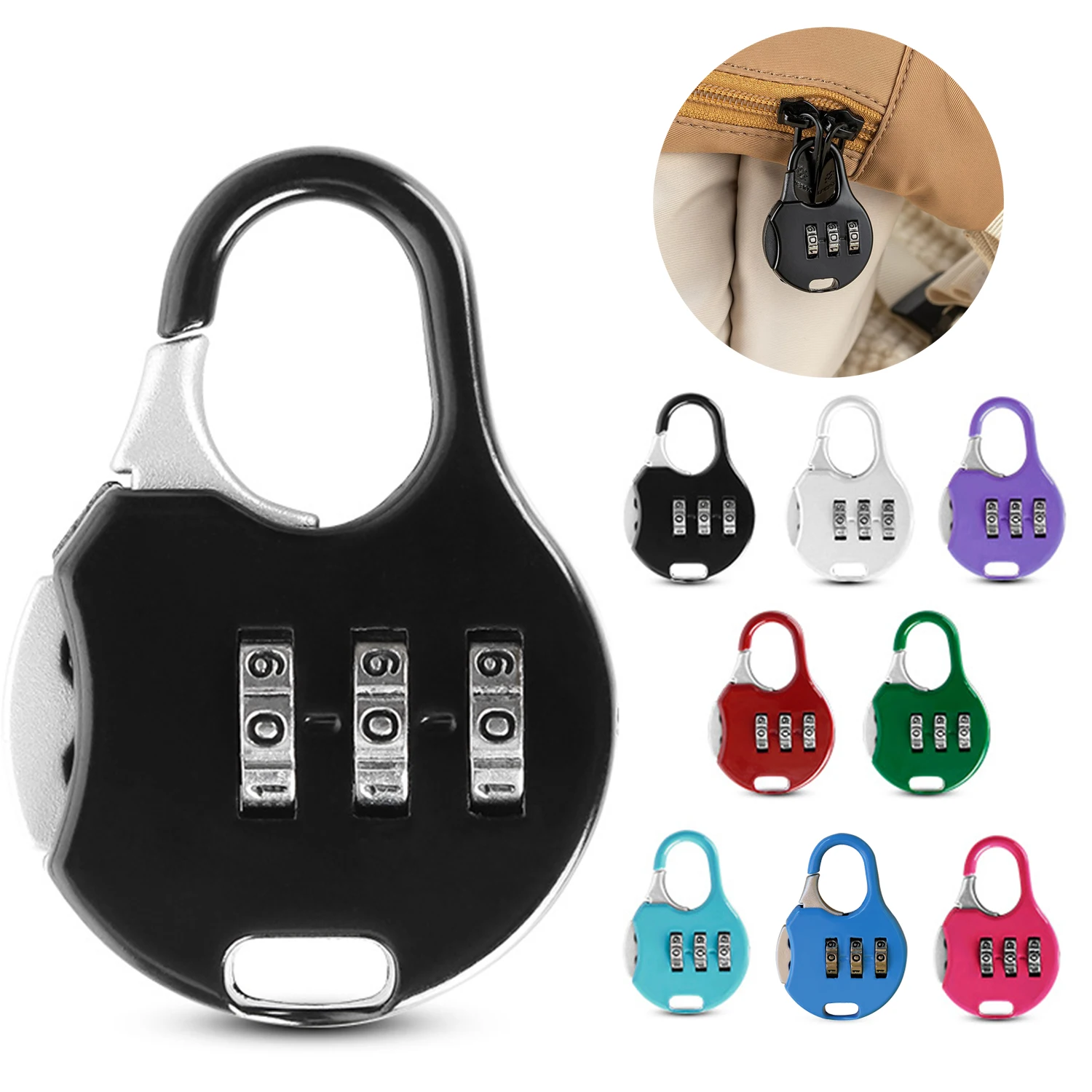 

3 Digit Code Combination Password Lock Portable Travel Mini Zinc Carrying Luggage Case Security Lock Backpack Lock Padlock Tool