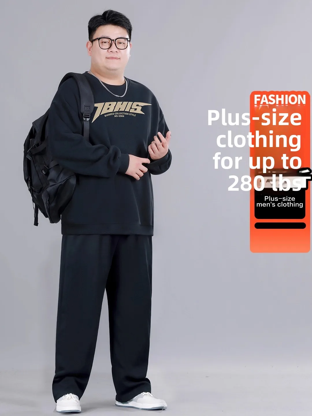 

plus Size Casual Sportswear Set Men's Hoodie Straight Leg Pants 2 Piece Set Autumn Winter Faion Polyester Long Sve Long ...