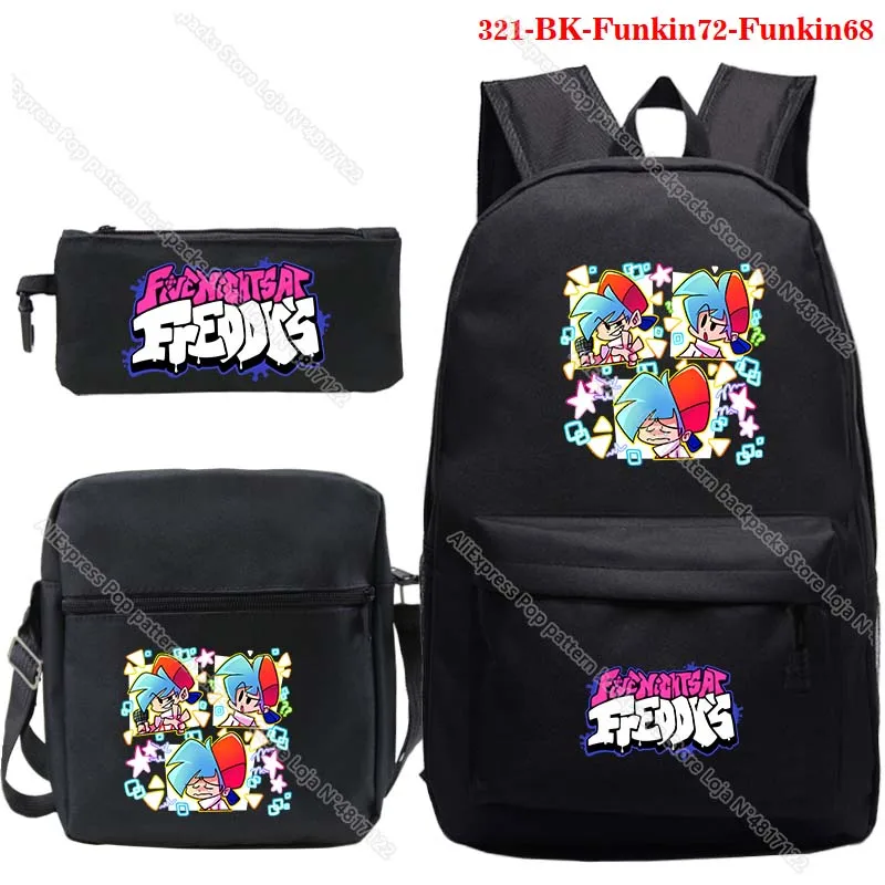 Friday Night Funkin Backpacks 3pcs/set for Girls Boys Teens Kids Cartoon Anime Game Print School Bags Mochila Student Knapsack