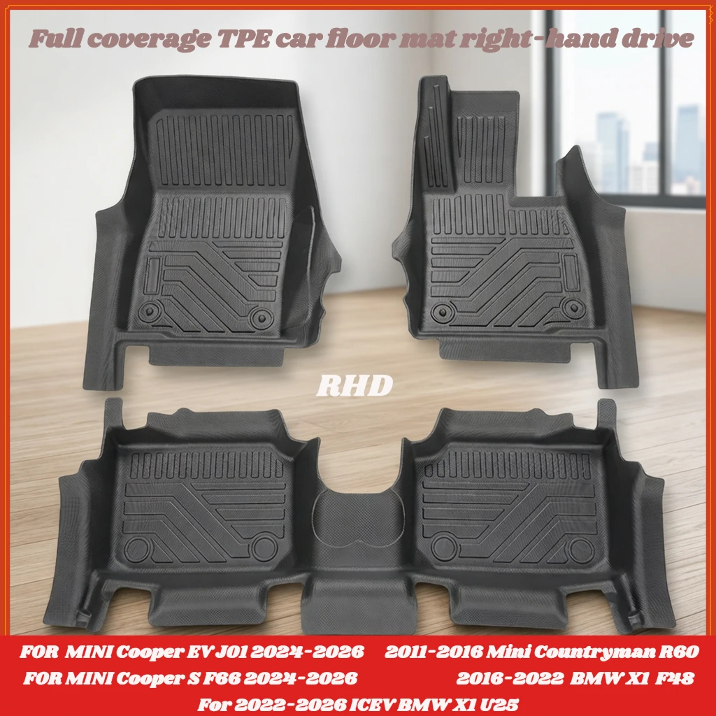 TPE-Fußmatten für BMW MINI Countryman COOPER/J01/R60 F66 F48 X1 U25 IX1 2016-2026 RHD ICEV/EV Zubehör
