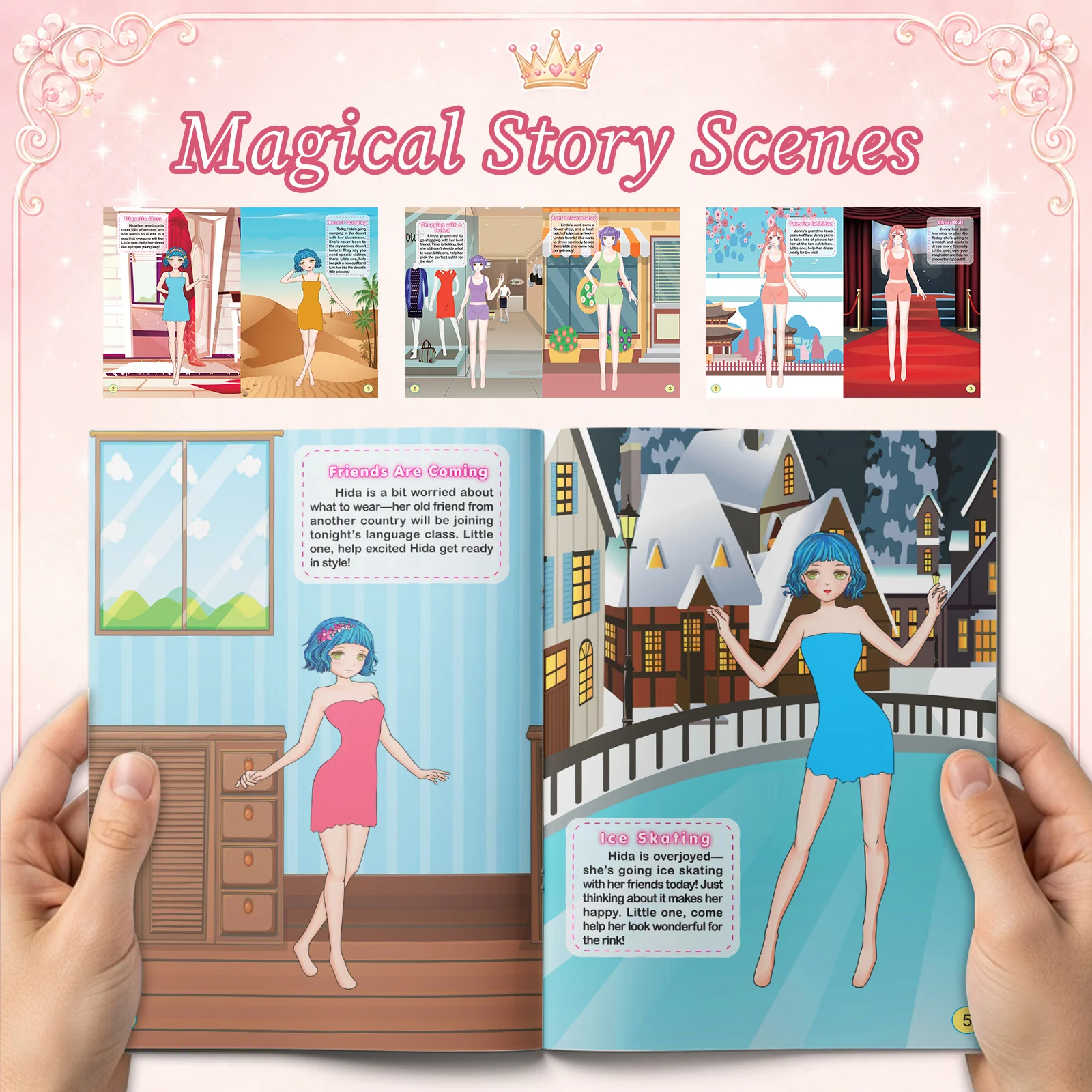 3-Book Princess Dress-Up Sticker Activity Set for Girls: Little Princess Hida, Linda & Jenny, Fashion Outfit Styling