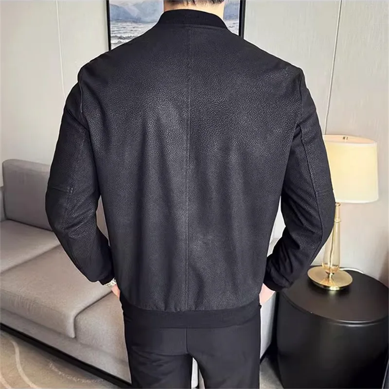 Stand Collar Leather Jacket Men Spring Autumn Casual PU Coats Male Fashion Motorcycles Black Leather Outwear Slim Zipper Jackets