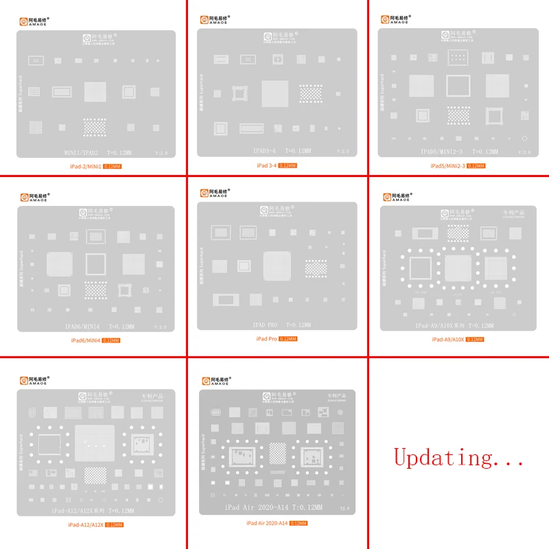 

Amaoe BGA Reballing Stencil For iPad Pro 2020 A9 A10X A14 A12 A12X 2 3 4 5 6 Mini1 Mini2 Mini3 Mini4 Air CPU EMMC NAND WIFI Chip