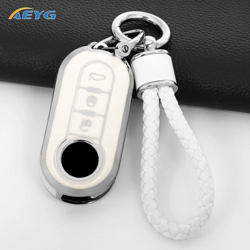 AEYG TPU Car Flip Key Case Cover Shell For FIAT 500 Ducato Punto Panda Lancia Musa For Citroen Jumper Peugeot Boxer Accessories