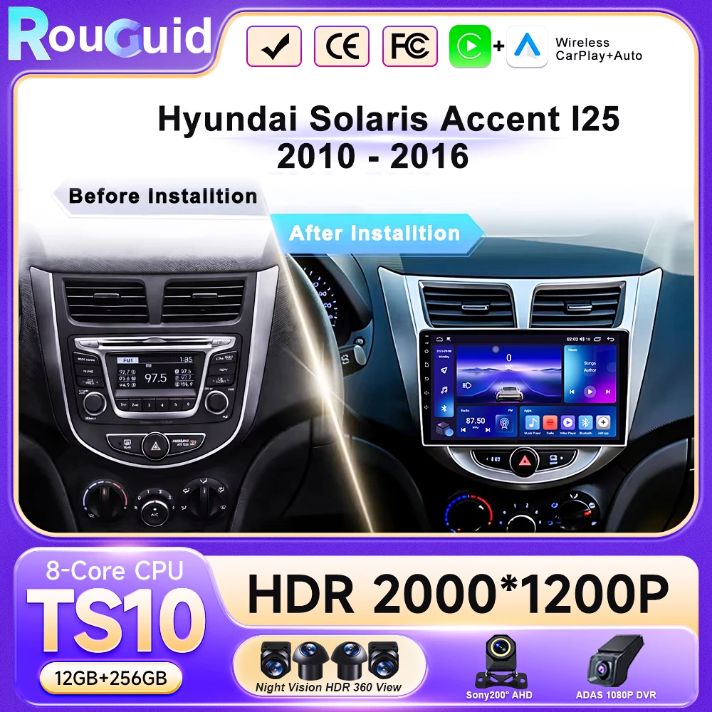 

Автомагнитола Android 16 для Hyundai Solaris Accent I25 2010-2016 с GPS-навигацией, CarPlay, Bluetooth, 4G, Wi-Fi, RDS
