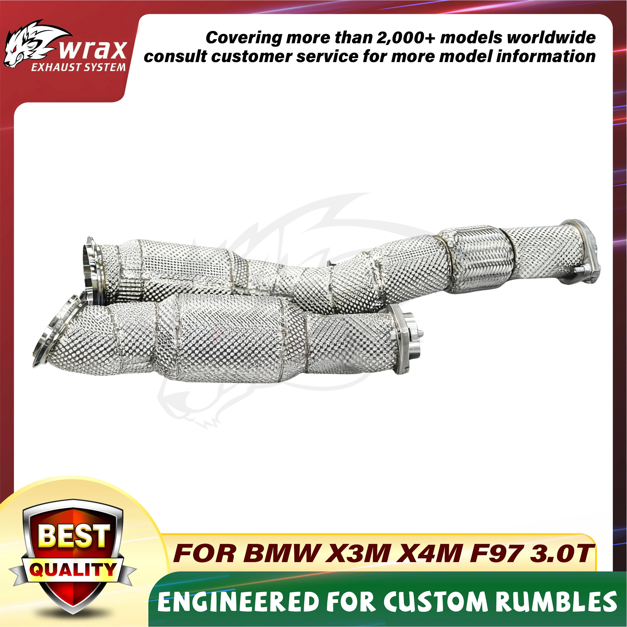

WRAX SS304 Downpipe for BMW X3M X4M F97 3.0T Upgrade Hert Shield High Flow Aggressive Sound Lossless installation